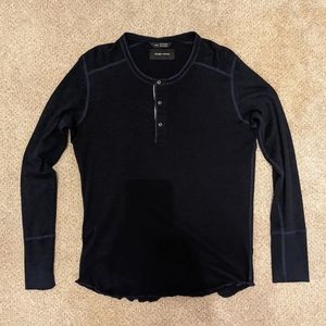 Wings + Horns Navy long sleeve Henley